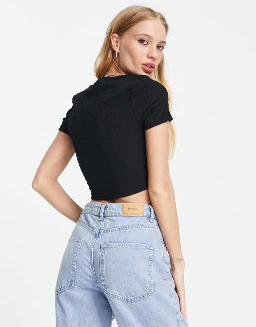 black cropped t shirt topshop