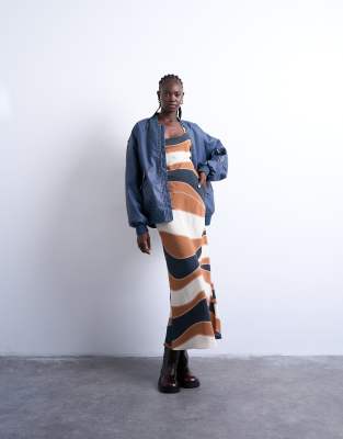 Topshop Cross Back Midi Cupro Dress In Multi