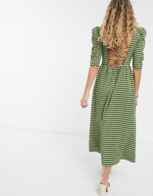 topshop green gingham dress