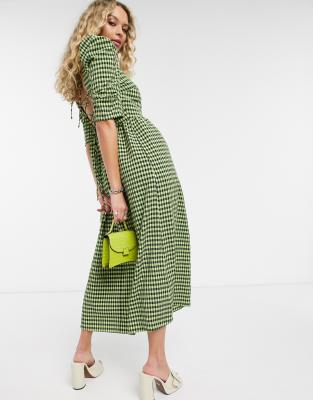 topshop green gingham dress