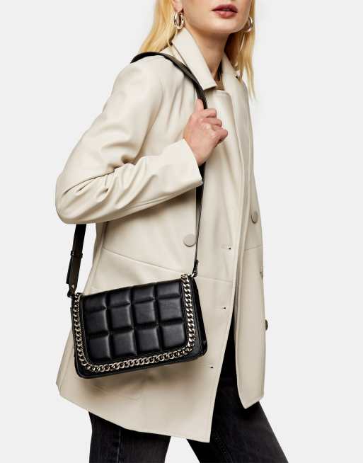 Topshop crossbody bag with chain detail in black