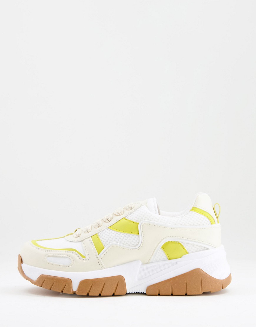 Topshop Crouch chunky lace up skater sneaker in yellow
