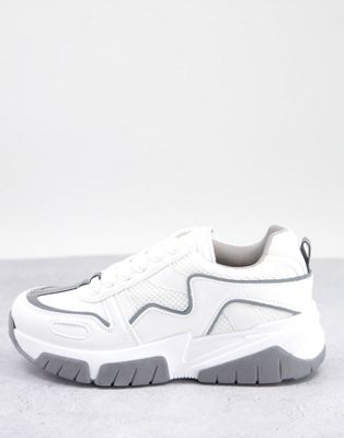 Topshop Crouch chunky lace up skater trainer in white - ASOS Price Checker