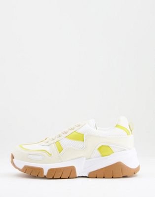 Topshop Crouch chunky lace up skater sneakers in yellow - ASOS Price Checker