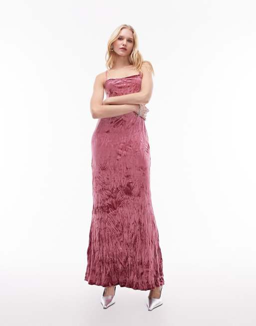 Topshop pink 2025 velvet dress