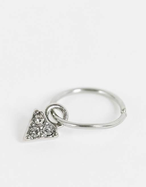 Topshop crystal arrow hoop earring in silver