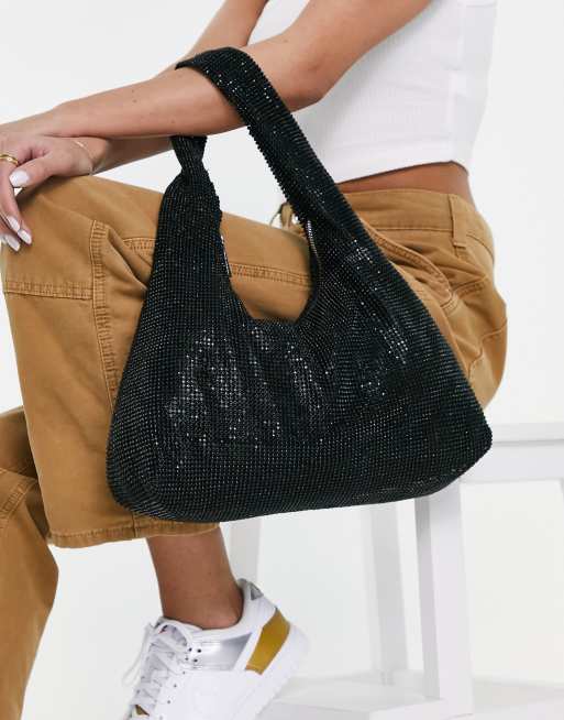 Topshop crystal grab bag in black