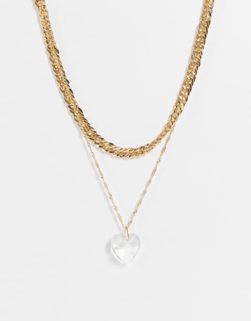 Topshop chunky silver necklace on sale with heart pendant