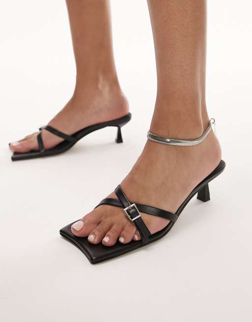 Leather kitten 2025 heel sandals