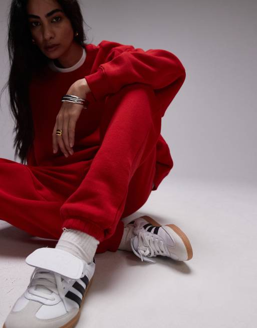 Topshop red joggers top