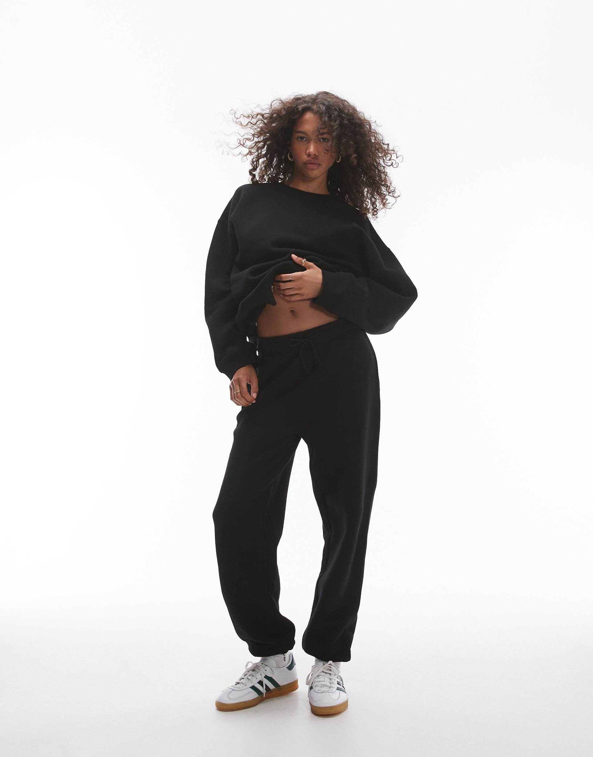 topshop cuffed sweatpants in black