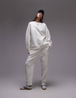 cuffed sweatpants in ecru - part of a set-White