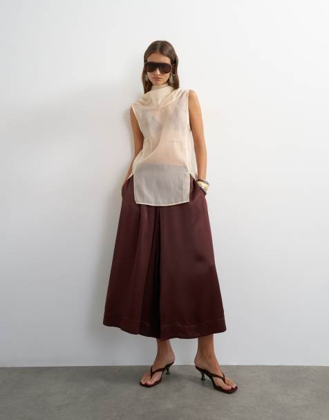Topshop - Culotte en satin - Chocolat - view 1