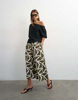 Topshop culotte in green abstract