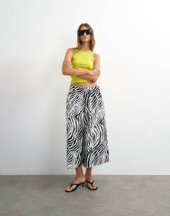 Model wearing Culotte in zebra print