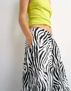 Model wearing Culotte in zebra print
