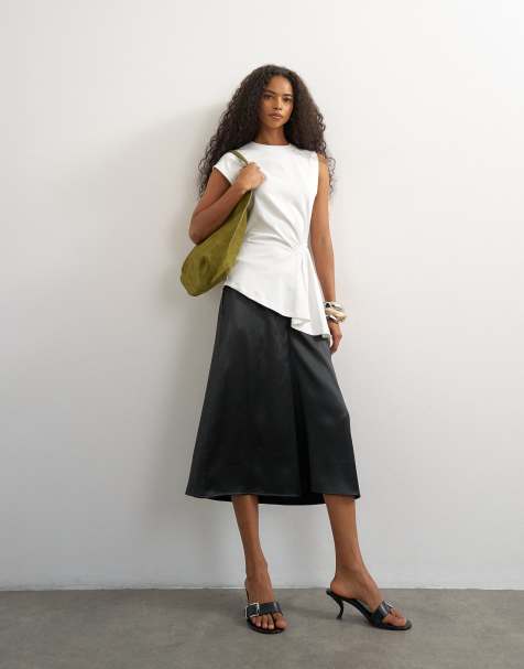 Topshop - culotte satinado negro - view 1