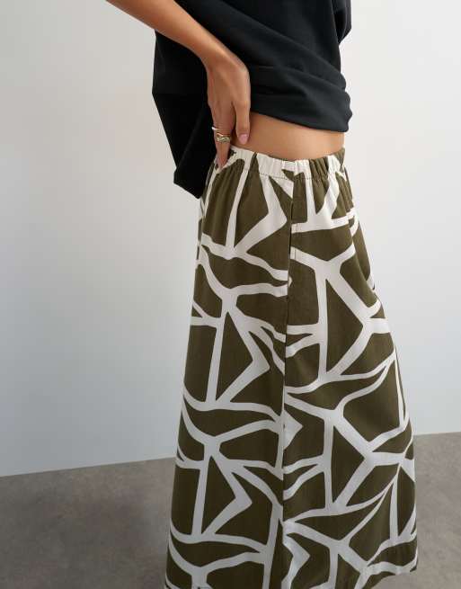 Topshop - Culotte verdi con stampa astratta, 4 di 5