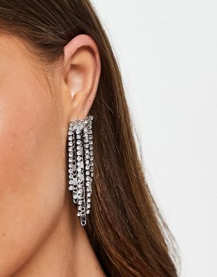 Topshop cupchain drop earrings in silver