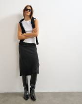 Topshop cupro 90s length skirt in black