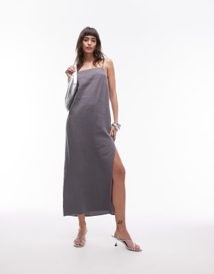 cupro cami midi dress in gray