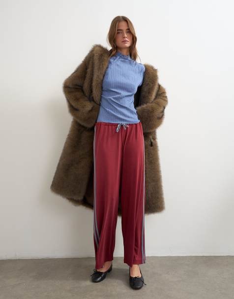 Topshop cupro cropped sporty jogger in red - view 1