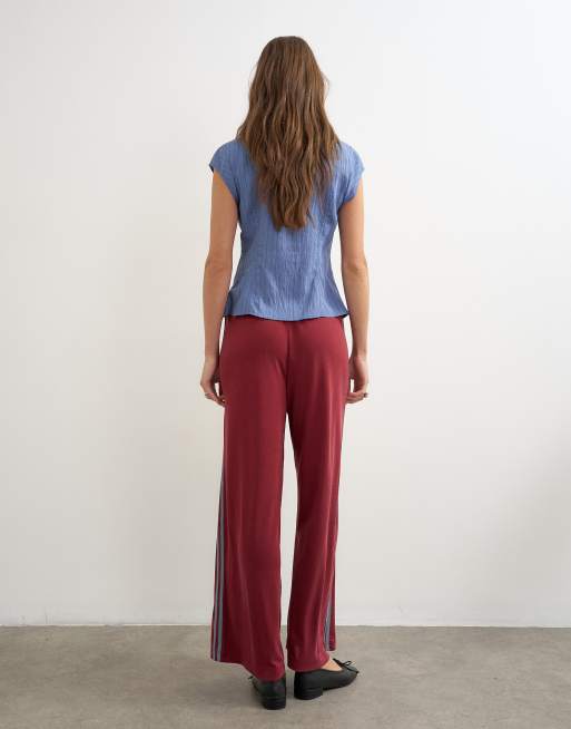 Topshop cupro cropped sporty jogger in red, 3 of 5