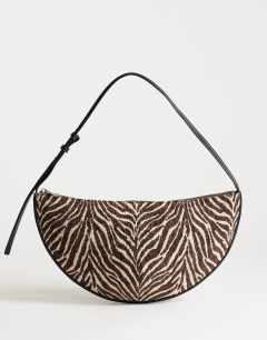Curly canvas scoop shoulder bag in zebra