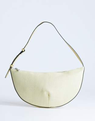 Topshop Women's Lemon Curly Medium Canvas Scoop Shoulder Bag In -Yellow