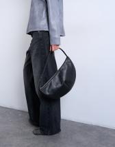 Topshop Curly medium scoop shoulder bag in black