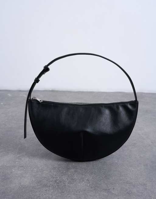 Topshop Curly medium scoop shoulder bag in black, 4 of 4