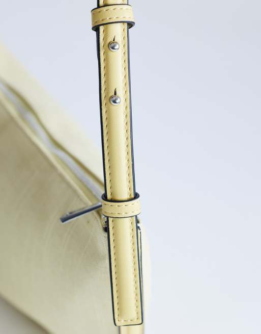 Topshop – Curly – Mittelgroße, u-förmige Schultertasche aus Canvas in Zitronengelb, 3 von 4