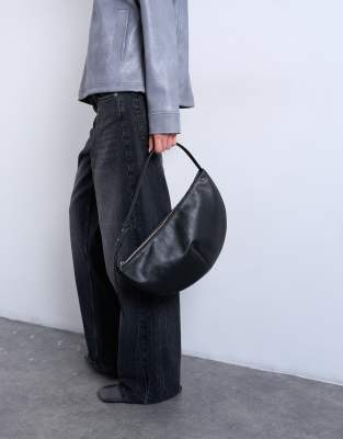 Topshop - Curly - Sac porté épaule incurvé - Noir