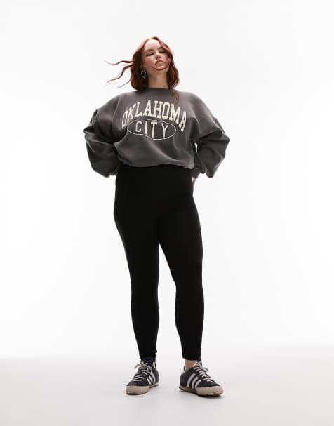Topshop Curve - Ankellange basis-leggings i sort - view 1