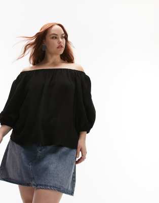 Topshop Curve Off The Shoulder Top In Black