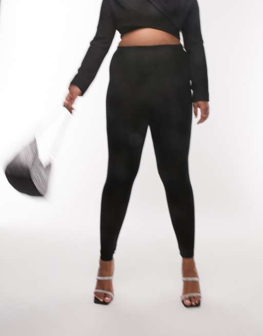 Topshop Curve - Basic enkellange legging in zwart