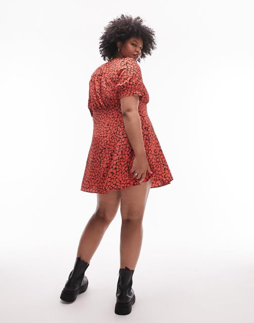 Topshop red leopard store dress