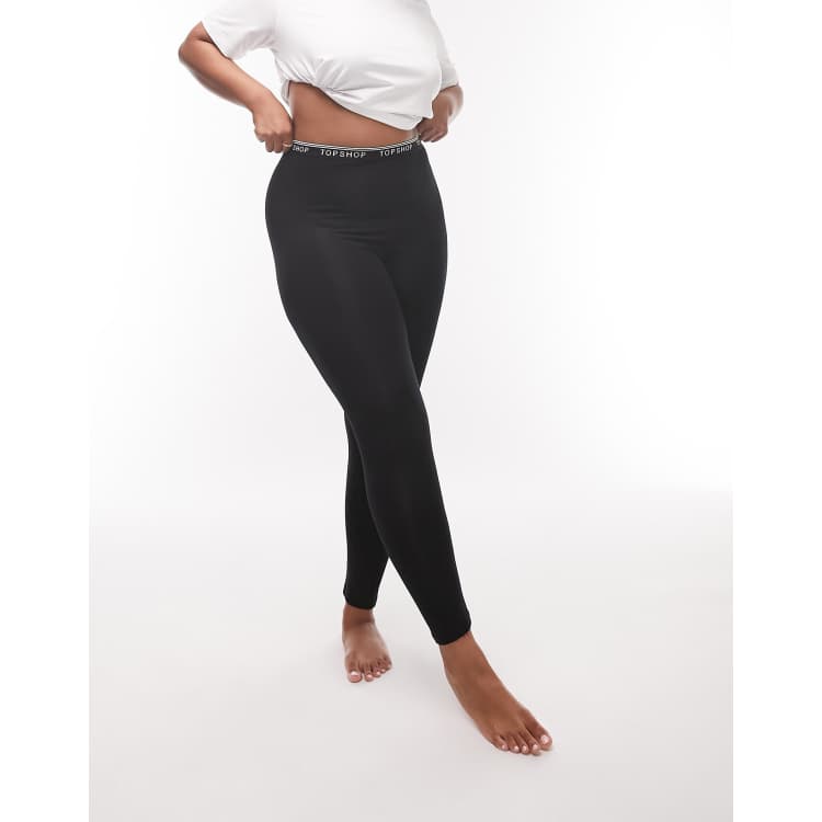 Topshop Curve branded elastic legging in black