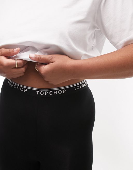 Topshop Curve branded elastic legging in black