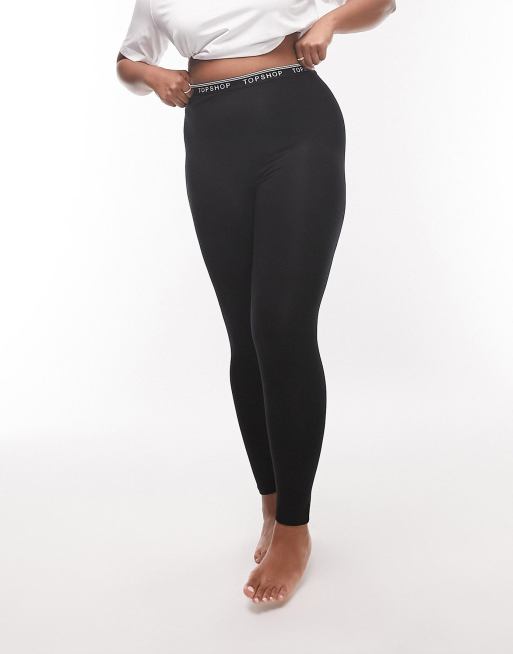 Topshop Curve branded elastic legging in black