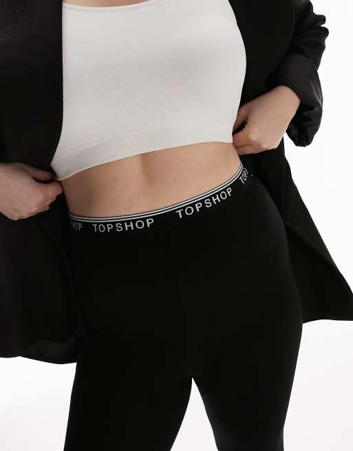 Topshop Curve branded elastic legging in black