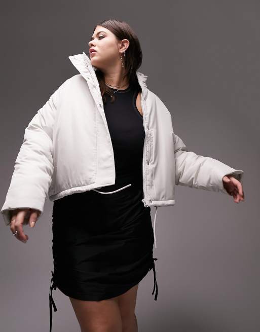 Topshop Curve - Doudoune à col cheminée - Blanc cassé