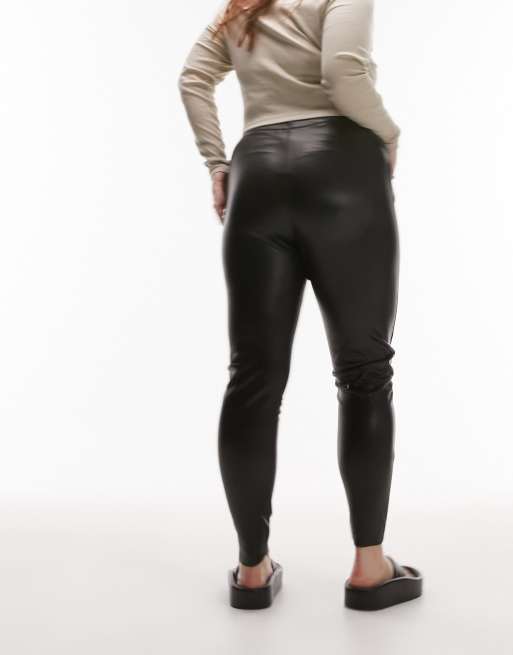 Topshop Hourglass faux leather legging in black