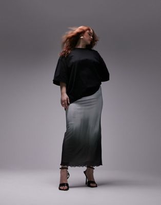Topshop Curve mesh ombre midi skirt in monochrome - ASOS Price Checker