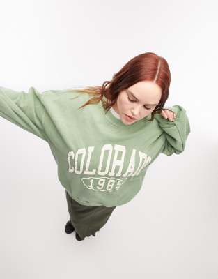 Topshop green sweatshirt sale