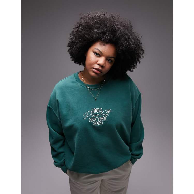 Topshop green sweatshirt best sale