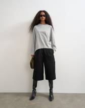 Topshop curve hem raglan sleeve skater t-shirt in grey