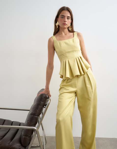 Topshop curve hem tailored top in buttermilk - view 1