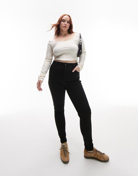 Topshop Curve high rise Jamie jeans in black
