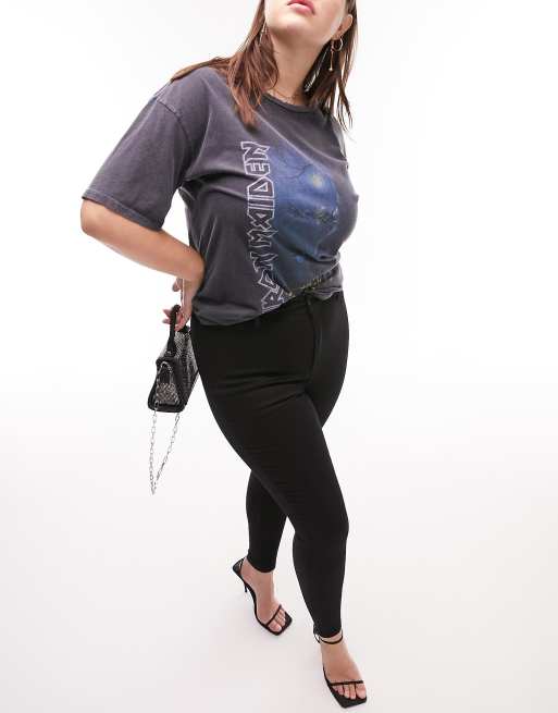 Topshop Curve high rise Joni jeans in pure black  